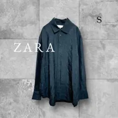 美品 ザラ シャツ 綺麗め 上品 メンズライク ユニセックス モノトーン 黒 S