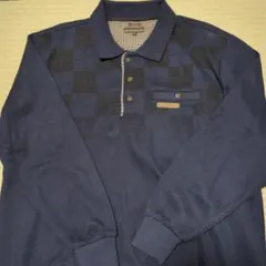 Hodge Morrison ネイビー チェック柄 ポロシャツ LL暖か