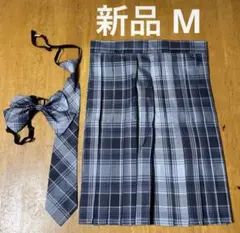 コスプレ衣装 プリーツスカート M ネクタイ リボン 灰 制服 女子 学生