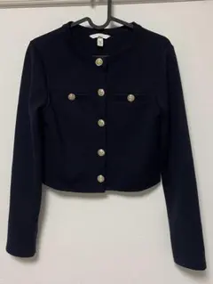 【H&M】ネイビー ノーカラージャケット