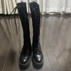 R &E 厚底レースアップロングブーツ