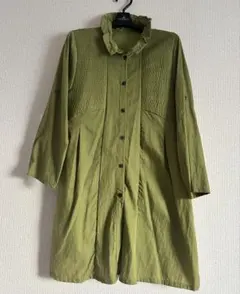 LAPRIMO＊Ａラインワイヤー入り襟グリーンチュニック FREEサイズ