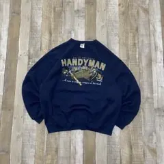 90s~ ジャージーズ USA古着 企業系 プリント スウェット ネイビー XL