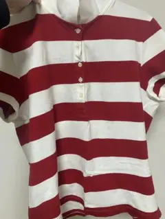 トミーヒルフィガー 半袖ポロシャツ 赤白ストライプ