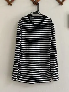 ドゥーズィエムクラス ボーダーカットソー ロンT ブラック×ホワイト