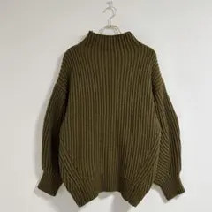 【EMODA】オリーブグリーン リブ編み ハイネックセーター ￼ニット