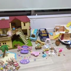 シルバニアファミリー 家と船と車とおもちゃセット