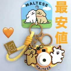 MALTESE カメラ　イエロー モルチーズ　ペアキーホルダー 海外限定　犬