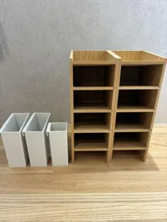 【無印良品】木製小物ラック5段 ✖️2点セットファイルボックス用ペンポケット廃盤品