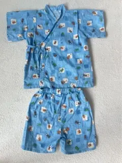 甚平　ライトブルー　カブトムシ柄　100 男の子