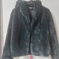 AZUL by MOUSSY フード付きファーコート S ダークグリーン
