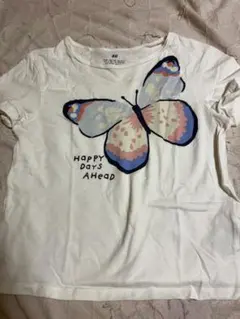 H&M 蝶々プリント Tシャツ 130cm ホワイトのサムネイル