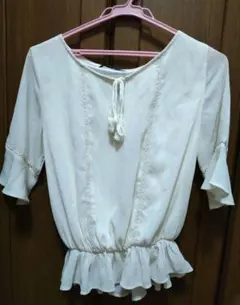 イング　五分袖ブラウス　イエロー