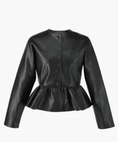 bibiy レザーぺプラムカーディガン