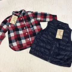 無印チェックシャツ&ベスト