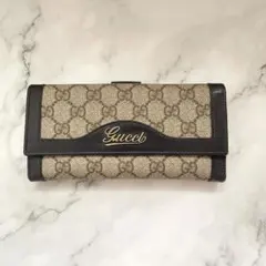 GUCCI グッチ　長財布　GGスプリーム　ロゴ金具　PVC 0413-②