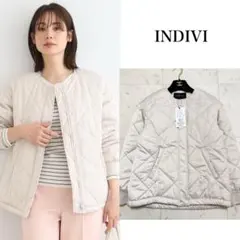 新品❤️近年モデル　INDIVI ミドル丈キルティングコート　グレージュ　L