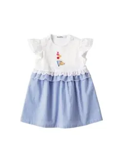 【familiar】✨ファミリア　マリン　フリル　ストライプ　半袖　ワンピース