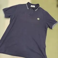 STONE  コンパスパッチ　半袖　ポロシャツ　ネイビー　Mサイズ 美品 Stone Island コンパスパッチ ポロシャツ ネイビー Mサイズ