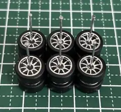 カスタムホイール　タイヤ　パーツ　1/64 深リム　10スポ　銀色メッキ　3台