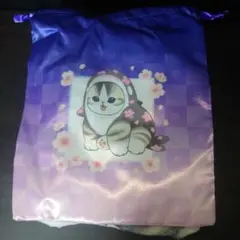mofusand 巾着入りブランケット 桜満開 夜桜
