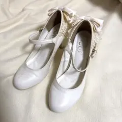 ホワイトリボン付きパンプス　※必ず説明をお読みください