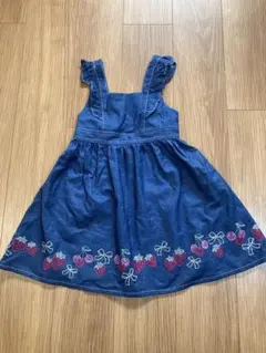 120 anyFAMいちご刺繍デニムジャンバースカート