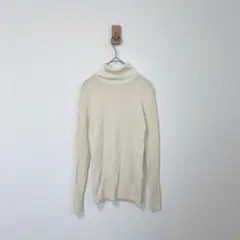 無印良品　リブ編みハイネックニット　セーター　ウール100% アイボリー