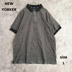 NEW YORKER　ニューヨーカー　綿100％　半袖ポロシャツ　ボーダー　Lのサムネイル