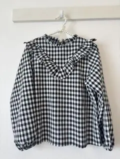 フリル付きチェック柄ブラウス Mサイズ