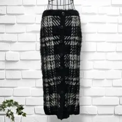 【アズールバイマウジー】ビッグチェックシャギーボタンスカート　S ロング　可愛い