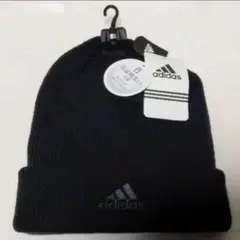 ａｄｉｄａｓアディダスオリジナルスオールブラック黒刺繍ニットキャップ帽フリー新品