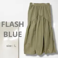 n1【フラッシュブルー】フレアスカート/美品 大きい ウエストゴム 体型カバー