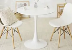 ホワイト円形ダイニングテーブル