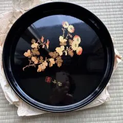 漆器 盆 丸盆 金彩 鉄線花 蒔絵風 - メルカリ