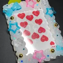 #54トレカケース ホイップデコ ピンク ブルー リボン 星