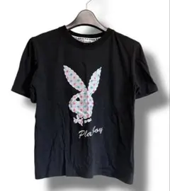 PLAYBOY ラメ ラビットヘッド 半袖Tシャツ Y2K 平成ギャル 黒 刺繍のサムネイル