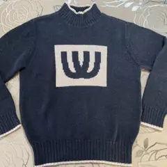 M.Uスポーツ　黒　ベージュロゴ入りセーター　ウール混じり　大きいサイズ