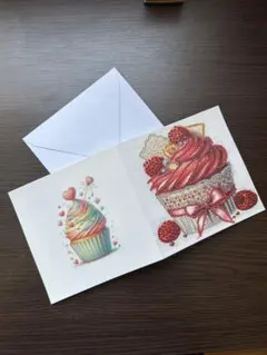 【ダイヤモンドアート完成品】カップケーキデザインカード㉝