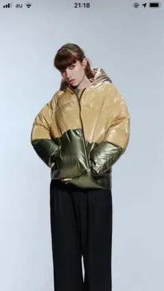ZARA カラーブロックパフジャケット