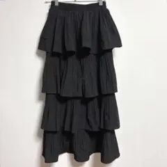 ✨良品✨ スプレイプレミアム ♡ スカート ティアード ロング ウエストゴム 黒
