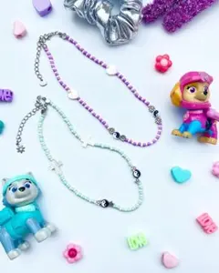 キッズネックレス　ハンドメイド　バイカラー