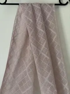薄いピンク 網目模様 ストール フリンジ付き