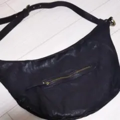 SHIPS JET BLUE ブラックレザーショルダーバッグのサムネイル