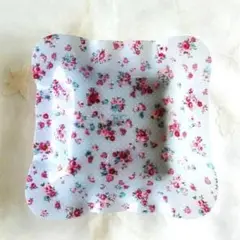 未使用 アクリルトレイ スクエア型 花柄 薔薇×ドット 小物入れ お菓子入れ