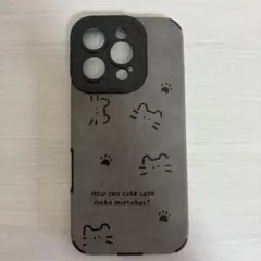 iPhone 16pro 猫デザイン グレー