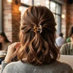 ヘアクリップ　バンスクリップ　べっ甲柄　シェル風　レトロ　クラシック　まとめ髪