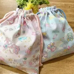 ゆめかわ♡ ユニコーン♡ くまちゃん♡給食袋　2枚　セット