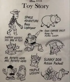 【タグ付】ディズニー ピクサー トイストーリー 手書き風イラストTシャツ Mのサムネイル