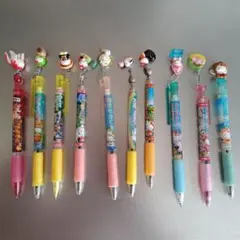 ビーズ入シャーペン＆消しゴムノックペン 当時物 蛍光 ファンシー